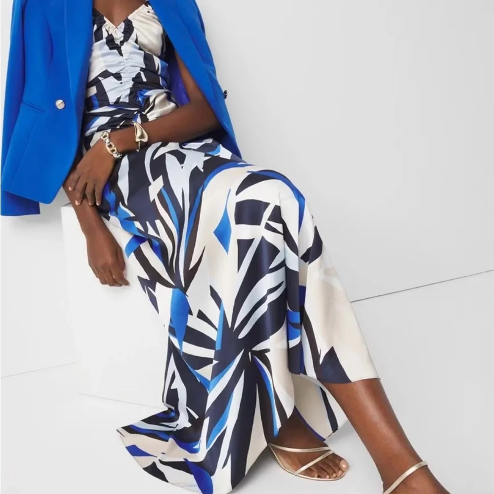 White House Black Market Blue and Black Maxi Dress. - Picture 5 of 5